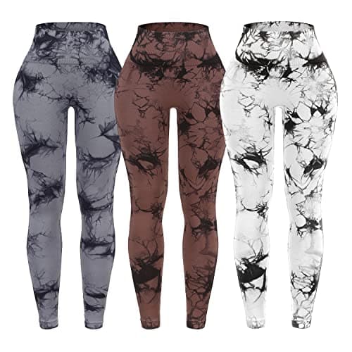 OVESPORT 3 Pack Tie Dye Seamless High Waisted Workout Leggings for Women Scrunch Butt Lifting Yoga Gym Athletic Pants - Image 1