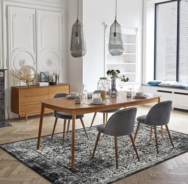 vivorug 8x10 Area Rugs, Stain Resistant Washable Rug for Living Room, Vintage-Inspired Black and White Rug - Image 5