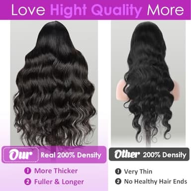 Body Wave Lace Front Wigs Human Hair 200% Density Glueless HD Transparent 13×4 Lace Frontal Wigs Human Hair Brazilian Virgin Wig for Women Pre Plucked Bleached Knots with Baby Hair(24 Inch) - Image 3