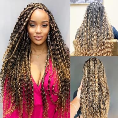 Human Braiding Hair for Boho Braids 4/27 Highlight Ombre Deep Wave Bulk Human Hair 110g 18 Inch Curly Wave Honey Blonde Human Hair Extensions No Weft 2 Bundles/Pack - Image 5