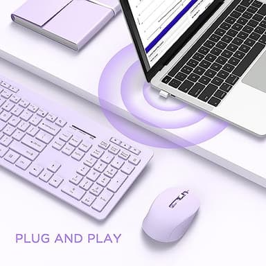 seenda Wireless Keyboard and Mouse Combo, 2.4GHz Cordless Quiet Keyboard Mouse with USB Receiver, Full Size Cute Purple Combo, Compatible for Windows Laptop Computer Desktop PC, Purple - Image 2