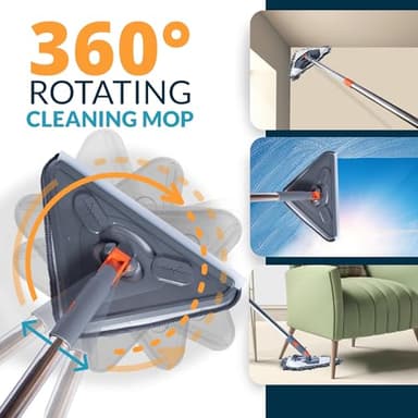 Generic Sekundoj Wall Cleaning Mop with Long Handle 85 inches, Wall Cleaner Kit with 6 Microfiber Reusable Mop, Wall Cleaner Multifunctional, Gray - Image 4