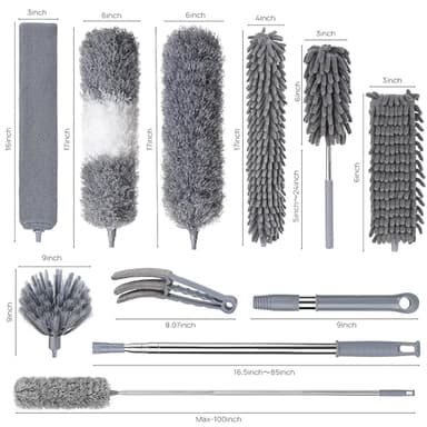Dusters for Cleaning, Feather Duster Set, 10PCS Duster with Extension Pole Up to 100'' - Extendable, Bendable, and Washable for Ceilings, Chandeliers, and Furniture - Image 3