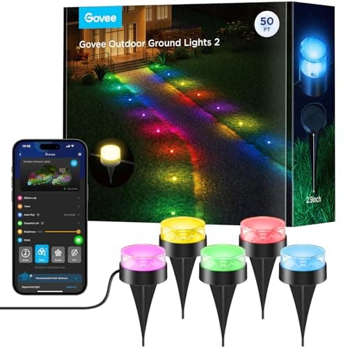Govee Outdoor Ground Lights 2, 50ft Patio Decorations, 15 Pack RGBIC Pathway Lights with 100LM Warm White, IP67 Waterproof, 63 Scene Modes, Works with Alexa, Google Assistant - Image 1