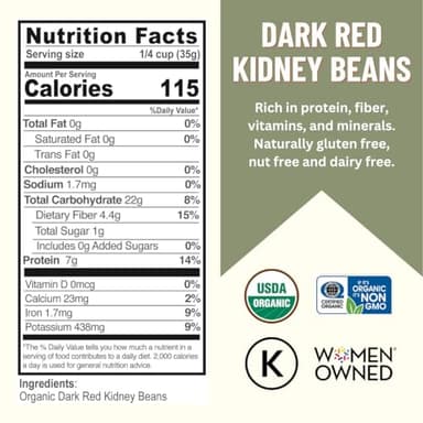 Mountain High Organics – 1 lb, Certified Organic Dark Red Kidney Beans, Bulk Dried Red Kidney Beans, Non GMO, Vegan, Frijoles Colorados, Plant Based Protein and Fiber - Image 2