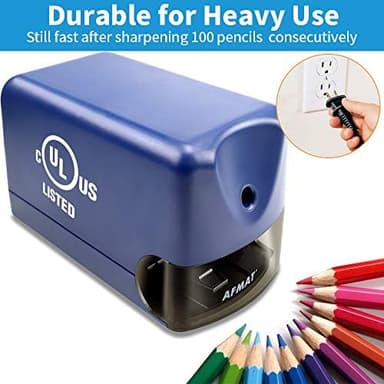 AFMAT Electric Pencil Sharpener, Heavy Duty Colored Pencil Sharpeners for Classroom, Home, UL Listed Pencil Sharpener for 6.5-8mm No.2/Colored Pencils, 10000+ Sharpenings, Blue PS28 - Image 4