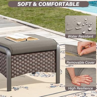 Belord 4 Pieces Patio Furniture Sets - Swivel Rocker Outdoor Chairs with Ottomans, All Weather Wicker Swivel Furniture Glider Seating Set for Porch Deck Sunroom Backyard - Image 9
