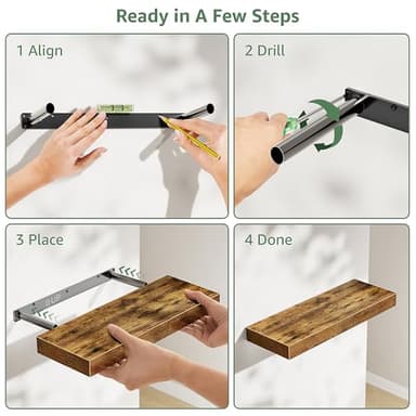 KLUVIS Bathroom Floating Shelves Over Toilet - Shelf Above Toilet Storage Small Farmhouse Decor Shelves (15.7 inch, Set of 3, Rustic Brown) - Image 7