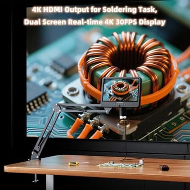 LINKMICRO 4K 30FPS HDMI 10.1'' Digital Microscope with Screen for Electronics Repair, LM208S-A 4K Soldering Microscope Camera 1500X with Flex Arm Stand, Full View Coins, 3840P Video Audio Record, 64GB - Image 2