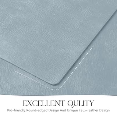 MOSAYT Vinyl Placemats Set of 4-12 X 17 Inch - Faux Leather 100% Waterproof Oil-Proof Wipeable PU Place Mats, Heat Resistant Reversible Table Mats for Kitchen, Dining, Outdoor (Light Grayish Blue) - Image 6