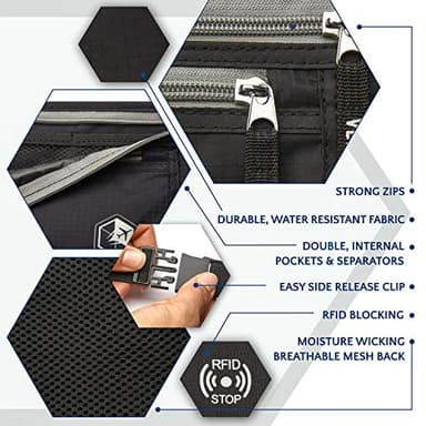VENTURE 4TH Travel Money Belt - Slim Passport Holder RFID Blocking Travel Pouch to Protect Cash, Credit Cards and Travel Documents (Black) - Image 5