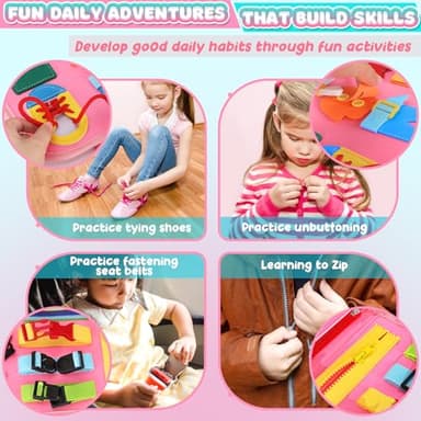 URMYWO Toddler Busy Board - Busy Book Montessori Toys for 1 2 3 4 Year Old - Preschool Learning Activities with Alphabet Number Animal, Educational Travel Toys Birthday Gifts for Kids - Image 3