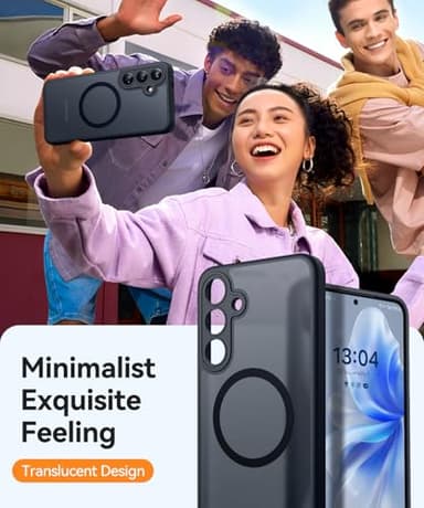 CANSHN Designed for Samsung Galaxy S25 Plus Case (2025) [Full Camera Protection] [Compatible with Magsafe] Translucent Matte Back Protective Phone Cover, Black - Image 4