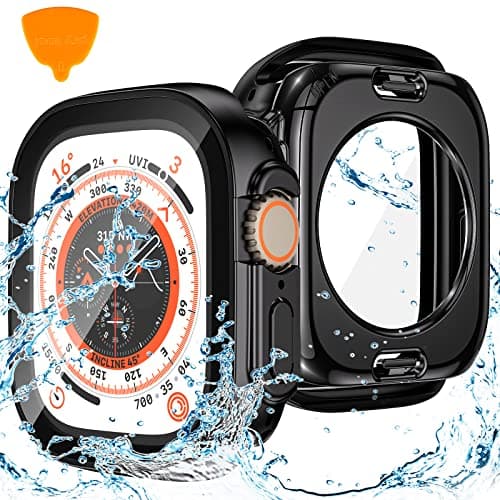 Goton 2 in 1 Waterproof Case for Apple Watch Ultra 3/2/1 Screen Protector 49mm, 360 Protective Glass Face Cover Hard PC Bumper + Back Frame for iWatch Ultra Accessories 49 mm, Clear - Image 1