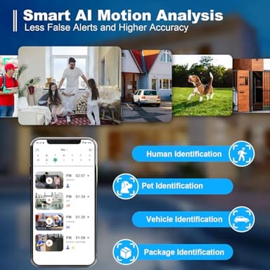 Security Cameras Wireless Outdoor, 2K Battery Powered WiFi Cameras for Home Security with AI Motion Detection, Color Night Vision, Spotlight, Siren, Waterproof, SD/Cloud Storage - 2 Pack - Image 5