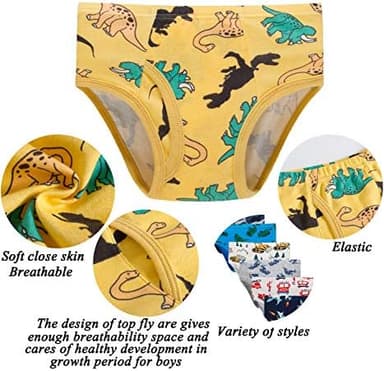 Boboking 100% Cotton Little Boys Briefs Soft Dinosaur Truck Toddler Underwear - Image 4