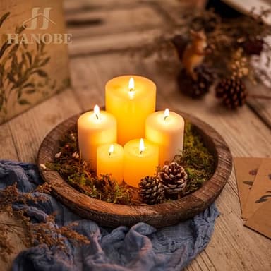 Hanobe Rustic Wooden Serving Tray: Round Wood Butler Decorative Tray Vintage Centerpiece Candle Holder Trays Farmhouse Ottoman Tray for Decor Countertop Home Decor Accessories for Coffee Table - Image 7