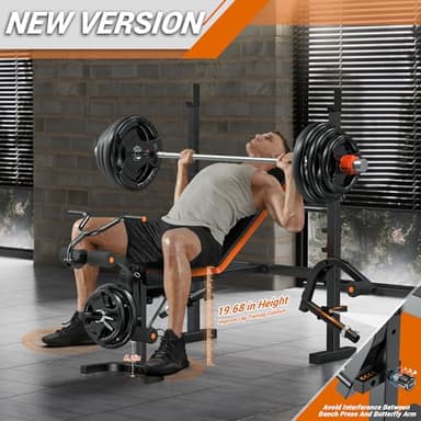 XDDIAS Weight Bench, 6 In 1 Bench Press Squat Rack Weight Bench With Leg Extension And Leg Curl, Weight Benches For Home Gym With Preacher Pad, Full Body Flat Incline Bench For Weight Lifting - Image 3