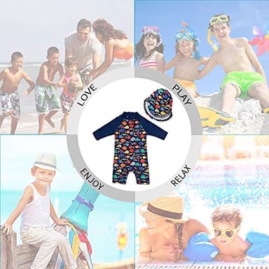 upandfast Baby Long Sleeve Bathing Suit Baby Boy Swimsuit Toddler One-Piece Rashguard (Colorful Fish,18-24 Months) - Image 7