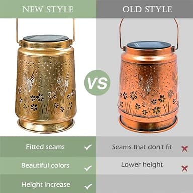 KY&BOSAM Solar Lanterns Outdoor Waterproof Hummingbird Garden Decor Birthday Gifts for Women Mom Grandma Hanging Solar Lights Outdoor Metal LED Lantern Outside for Yard Patio Backyard Porch Pathway - Image 8