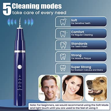 Plaque/Tartar Remover for Teeth, Dental Calculus Remover Teeth Cleaning Kit with LED Light & 5 Adjustable Modes - Image 2