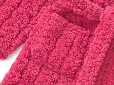 Topgal Lovely Ruby Red Hooded BathRobe for Girls Warm Fuzzy Flannel Heart Jacquard Pajamas Fleece Soft Robe Size 4T - Image 5