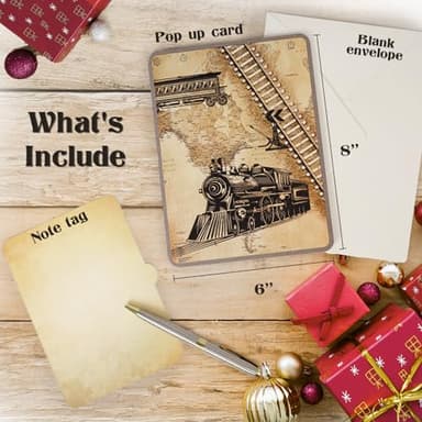 Steam Train 3D Pop Up Birthday Card for Men, Vintage Steam Train Design, Handmade Birthday Card, Ideal Gift for Father's Day, Birthday for Dad, Grandad, Husband, Men, Boyfriend, Adults; 6" x 8" - Image 5