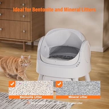 Open-Top Self Cleaning Cat Litter Box, Automatic Cat Litter Box for Multiple Cats with Trash Bags and Litter Mat Included, White - Image 5