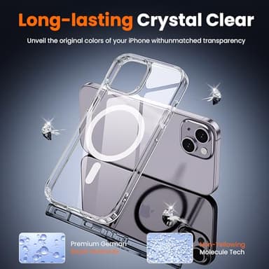 toushion 3 in 1 for iPhone 14 Case Clear with MagSafe, Not Yellowing, Screen Protector*1 Camera Lens Protector*1, Military-Grade Protection for iPhone 14 Phone Case 6.1 inch Clear - Image 5