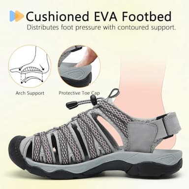 ziitop Womens Hiking Sandals Closed Toe Summer Outdoor Adventurous Beach Sandals Lace Adjustable Double Buckle Water Shoes - Image 3
