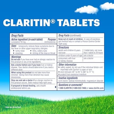 Claritin Allergy Medicine for Adults, 24-Hour Non-Drowsy Loratadine 10mg Pills, Antihistamine, 30 Tablets + 1ct On-The-Go Relief - Image 9