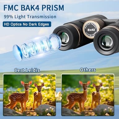 8x42 HD Binoculars for Adults High Powered with Phone Adapter and Tripod, Super Bright BAK4 Prism Waterproof Compact Binoculars for Bird Watching Hunting Stargazing Hiking Cruise Travel - Image 2