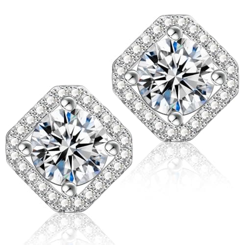 Moissanite Earrings for Men Hypoallergenic S925 Sterling Silver Stud Earrings for Womens 1 Carat D Color VVS1 Clarity With Certificate - Image 1