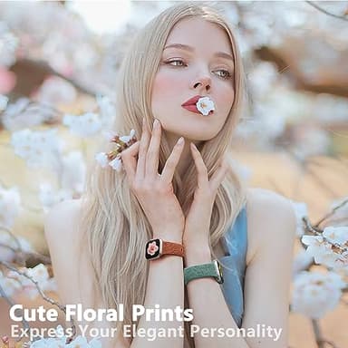 SNBLK 6 Pack Floral Engraved Apple Watch Bands, Compatible with 38mm-49mm Models, Soft Silicone Material, Vivid Flower Patterns, Comfortable Fit, Water Resistant - Image 2