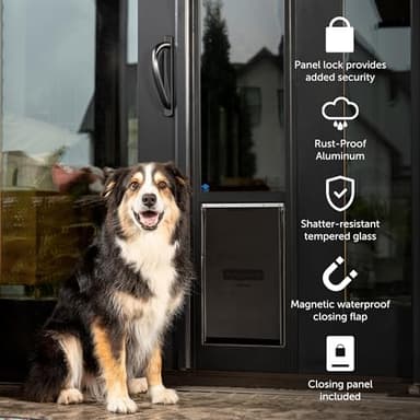 PetSafe 1-Piece Sliding Glass Pet Door for Dogs & Cats - Adjustable Height 75 7/8" to 81"- Medium, Black, No-Cut DIY Install, Aluminum Patio Panel Insert, Great for Renters or Seasonal Installation - Image 3