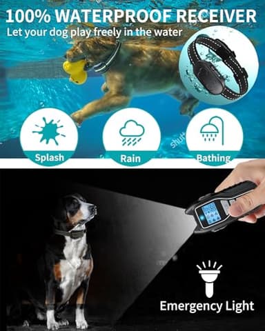 Dog Shock Collar with Remote Control - Rechargeable Dog Training Collar, IPX7 Waterproof E Collar for Dogs with 4 Safe Modes Flashlight Beep Vibration Shock Ideal for All Dog Sizes (8-150lbs) Gry - Image 6