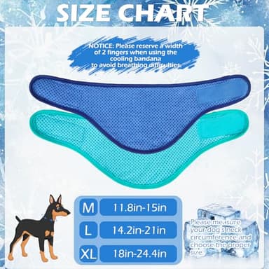 EXPAWLORER Dog Cooling Bandana - 2 Pack Instant Chill Out Pet Scarf Adjustable, Summer Outdoor Ice Neck Cooler, Prevent Sunstroke for Small Medium Large Breeds (Navy Green, M) - Image 4