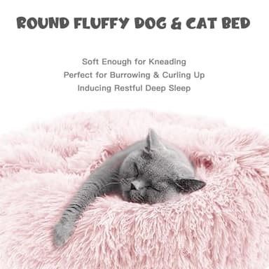Himax Dog Beds for Large Dogs, Comfort Dogs Bed with Blanket Attached, Calming Anti-Anxiety Fluffy Dog Bed Washable (20"/26"/35") Pink - Image 8