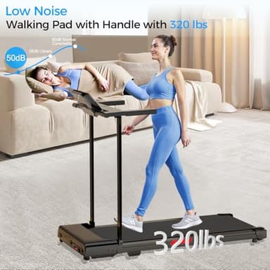 Treadmill with Handle Bar, 3.0HP Walking Pad Treadmill, Portable Compact Walking Pad with Handle, Treadmills for Home Samll Space, Running Electric Small Treadmills, 320 LBS Capaticy,LED Display - Image 7
