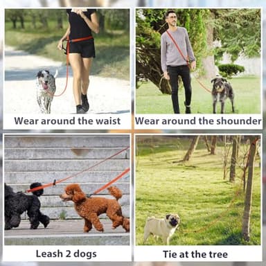 Hands Free Dog Leash 8FT Multifunctional Crossbody Dogs Training Lead Waterproof 9 in 1 Adjustable Waist Pet Leashes for Small, Medium Dogs Walking, Jogging, Running (Dark Blue, 3/4'' X 8FT) - Image 3