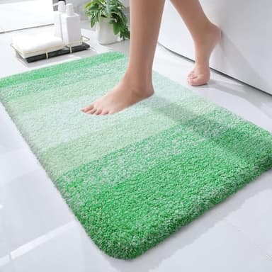 OLANLY Bathroom Rugs Mat 24x16, Extra Soft Absorbent Microfiber Bath Rugs, Rubber Backing, Quick Dry, Machine Washable Bath Mats for Bathroom Floor, Tub and Shower, Home Decor Accessories, Green - Image 1