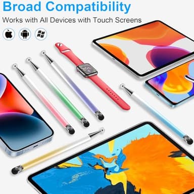 Bopomofo Stylus (5 Pcs),2-in-1 Stylus Pen for Touchscreen, High Precision and Sensitivity, Suitable for iPhone/ipad/Android Tablets, Compatible with All Touch Screens(Pink/Yellow/Green/Blue/Purple) - Image 5