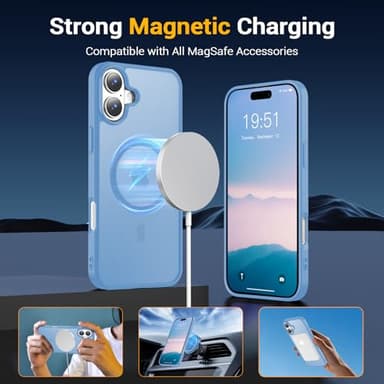 Temdan for iPhone 16 Case [Compatible with MagSafe] [Military-Grade Drop Protection] [Anti-Fingerprint] [Anti-Scratch] Slim Silky-Soft Touch Translucent Matte Case 6.1 inch, Sierra Blue - Image 4