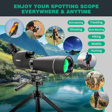 Gosky 20-60x85 Spotting Scope with Full Size Tripod,Phone Adapter,Bluetooth Camera Remote,Waterproof Spotter scopes for Target Shooting,Bird Watching,Travel,Hiking - Image 7