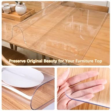 42 x 84 Inch 7ft Clear Plastic Dining Table Protector Tablecloth Desk Pad Mat Wooden Furniture Coffee Glass End Side Dinner Table Cloth Top Protection Countertop Cover Waterproof Wipeable PVC Vinyl - Image 5