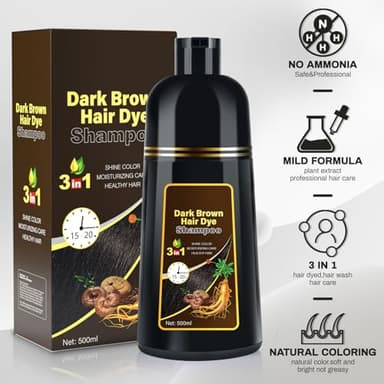 Cosmpro Dark Brown Natural Hair Dye Shampoo 3 in 1, 16.9 Fl Oz/500 ML, Semi-Permanent Gray Hair Coverage, Unisex, Natural Ingredients, - Image 5
