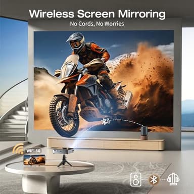 GooDee WiFi Bluetooth Mini Projector - 4K DLP Projector 1080P Support Pocket Pico Movie Projector with Tripod, Outdoor Video Portable Rechargeable Battery Short Throw for iPhone/Android - Image 2