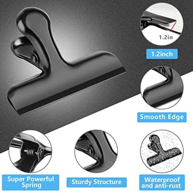 Bag Clips, Heavy Duty Stainless Steel Chip Clips, 8 Pack Food Bags Clamp Great for Kitchen Office to Seal Coffee Bags, Paper Sheets - Pack of 8 - Image 3