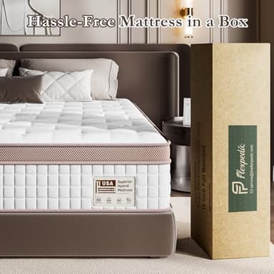 FP FLEXPEDIC Mattress Queen Size 12 inch - Premium Hybrid Mattress in a Box with Back & Lumbar Support, 200 Night Trial, Individual Pocket Spring Bed for Motion Isolation, Fiberglass-Free - Image 7