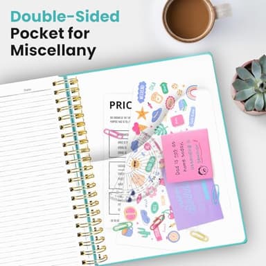 Large Spiral Lined Notebooks for Work With Removable Dividers & Tabs, 8.5"x11" Hardcover 5 Subject Notebook for Note Taking & Organizer, A4 College Ruled Journal for Women & Writing, Aquamarine, 280 Pages - Image 6